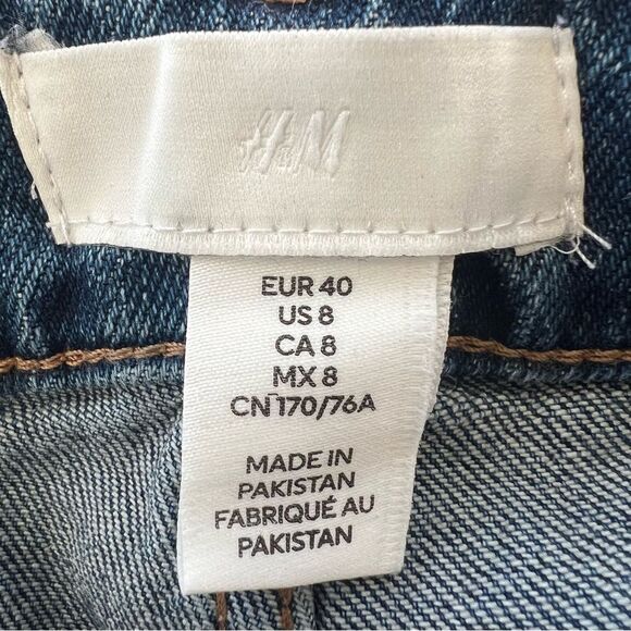 Y2K H&M Wide Leg Comfort Stretch High Waist Dark Wash Denim Jeans NWT Size 8 - Picture 7 of 15